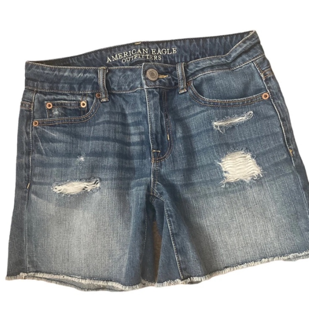 American Eagle Distressed Blue Denim Jean Shorts